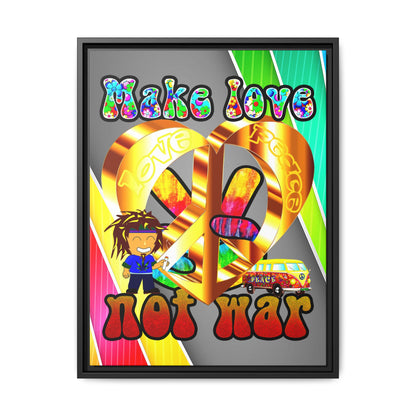 love peace - framed canvas art (rainbow split)
