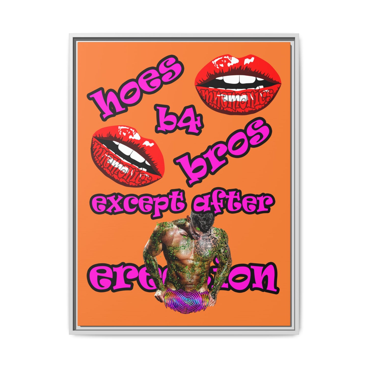 hoes b4 bros - framed canvas art (crusta)