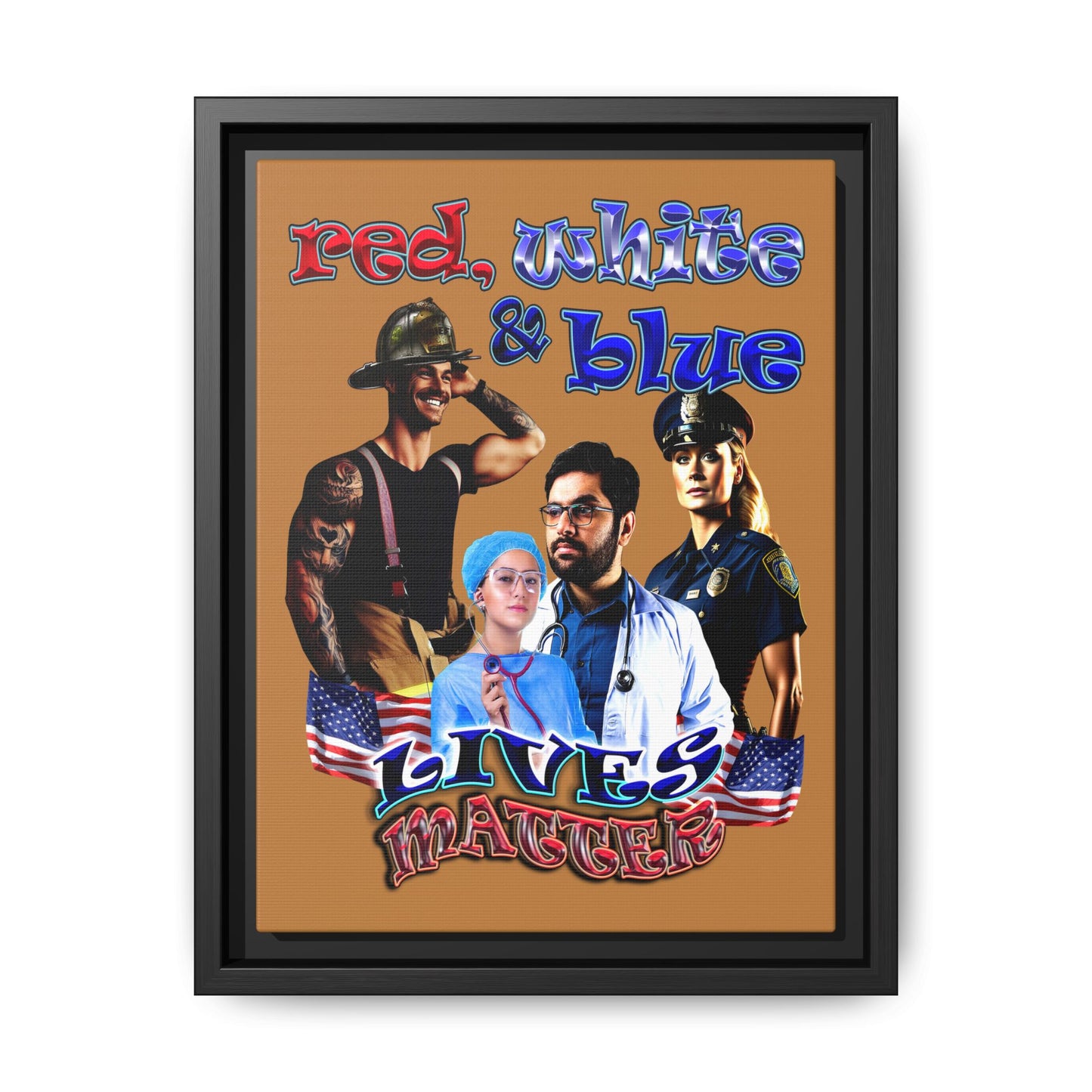 rw&b lives matter - framed canvas art (light brown)