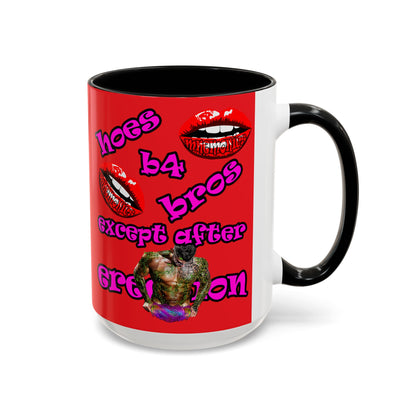 hoes b4 bros - Accent Mug (red)