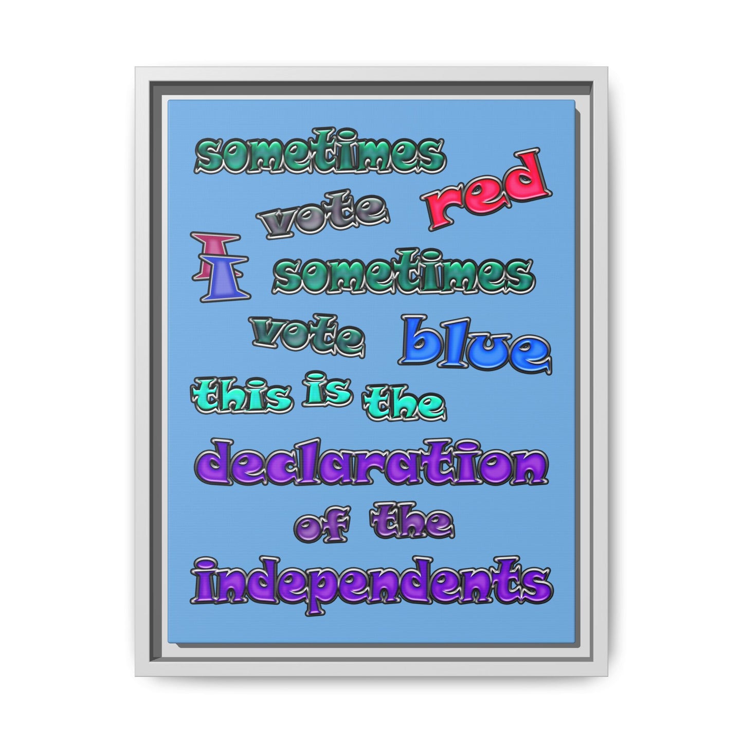 declaration of the independents - framed canvas art (light blue)
