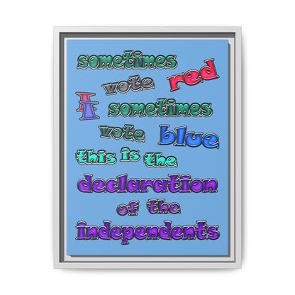 declaration of the independents - framed canvas art (light blue)
