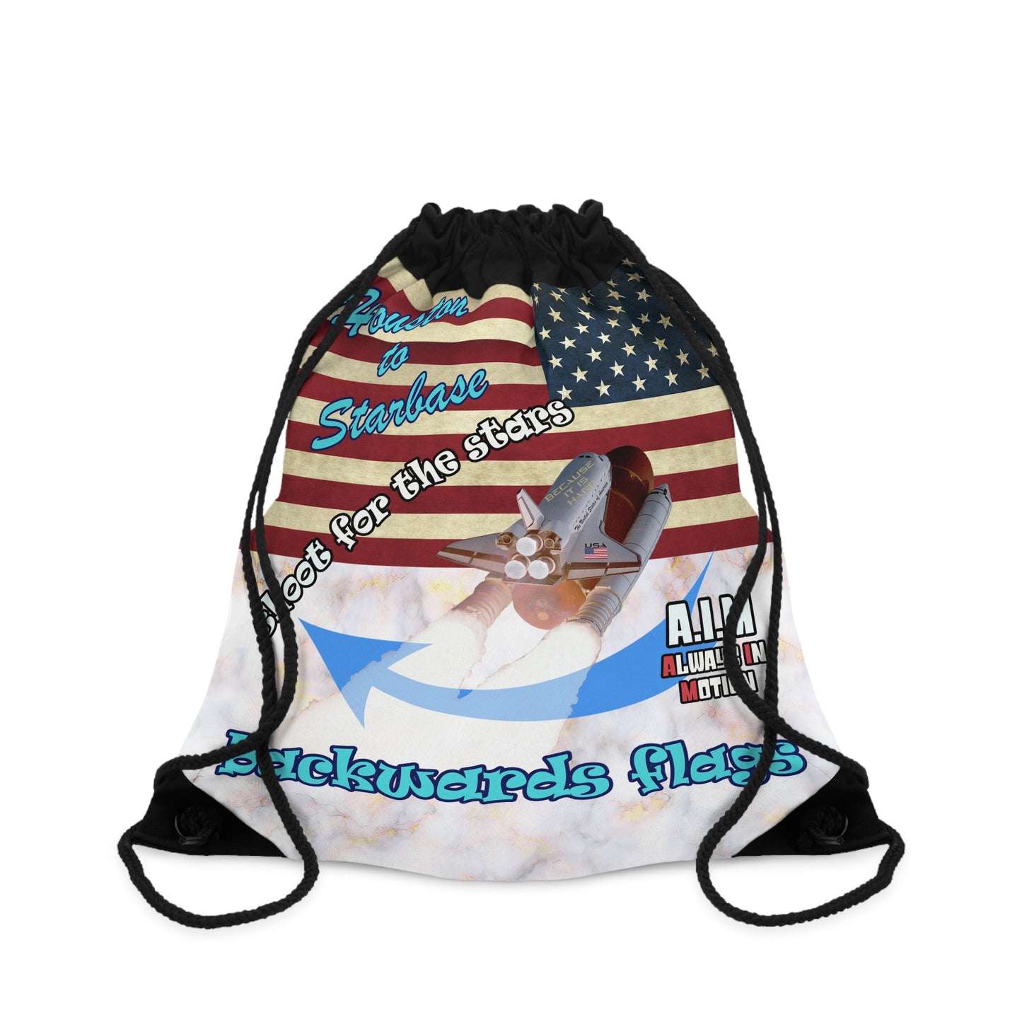 shoot for the stars - Drawstring Bag (white marble)