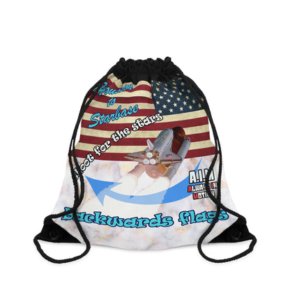 shoot for the stars - Drawstring Bag (white marble)