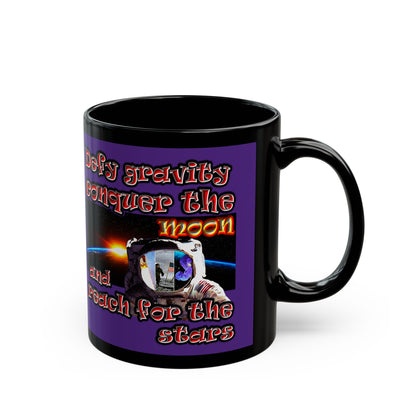 defy conquer reach - Black Mug (purple)