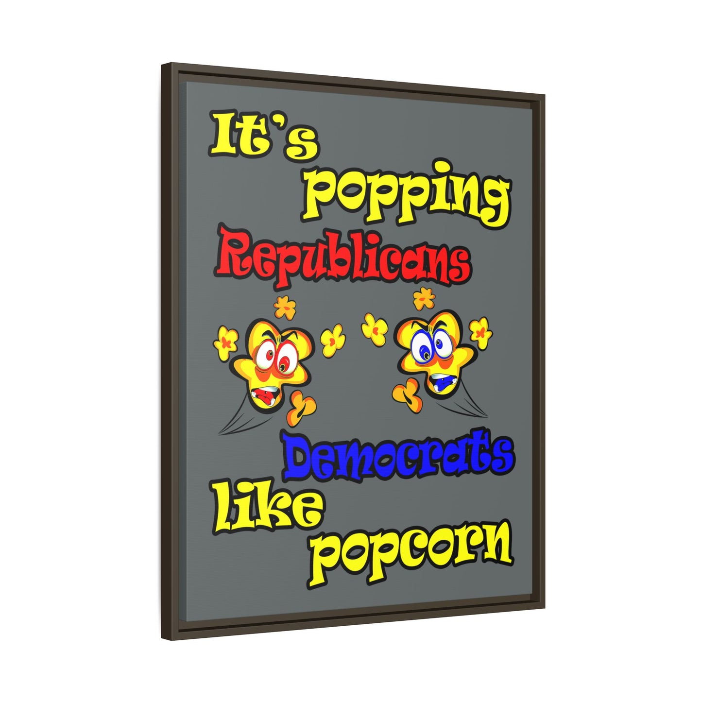 popping like popcorn - framed canvas art (dark grey)