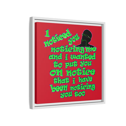 noticed you noticing - framed canvas art (dark red)