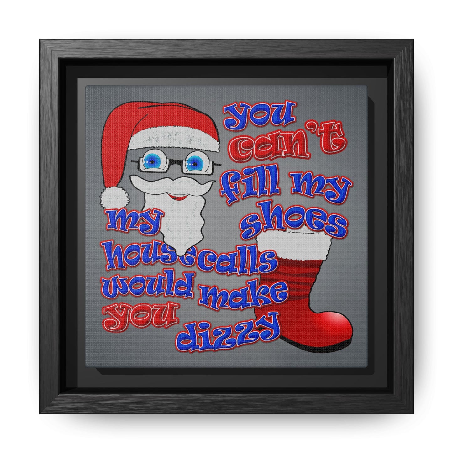 santa's shoes - framed canvas art (grey-light grey)