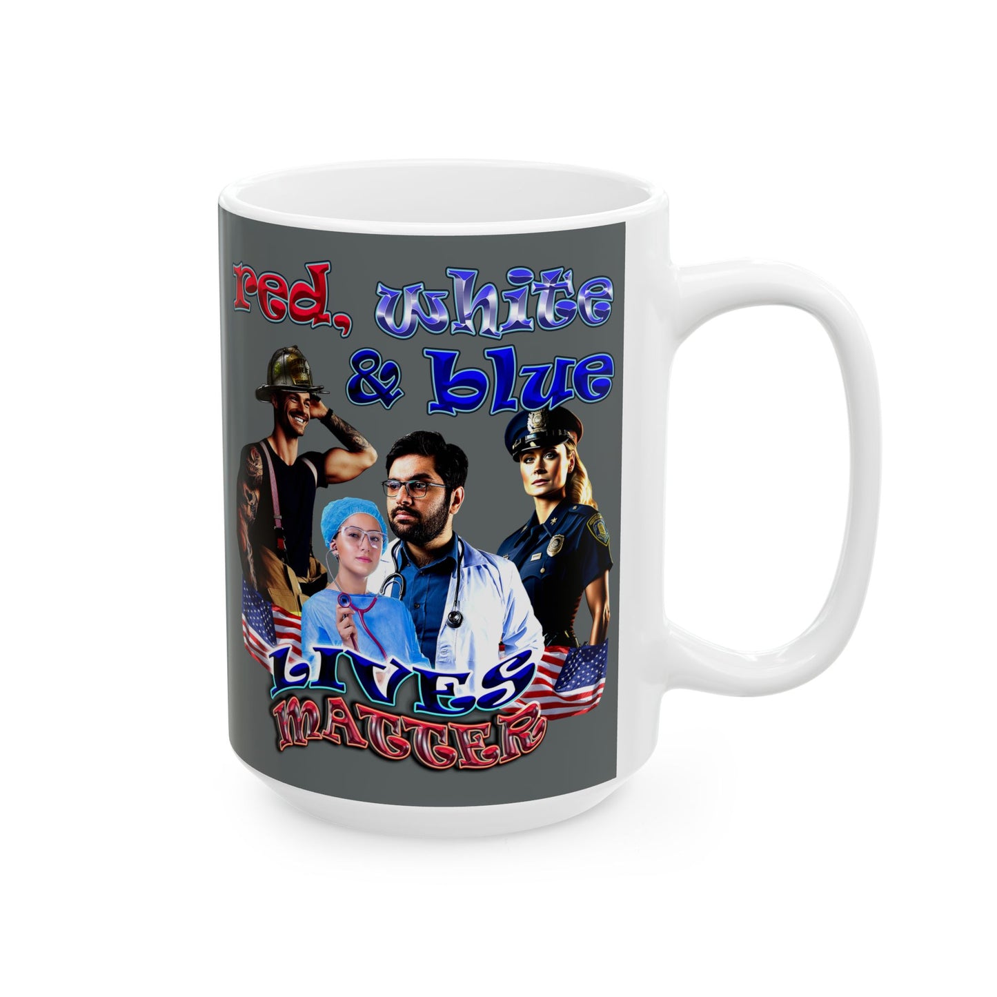 rw&b lives matter - White Mug (dark grey)
