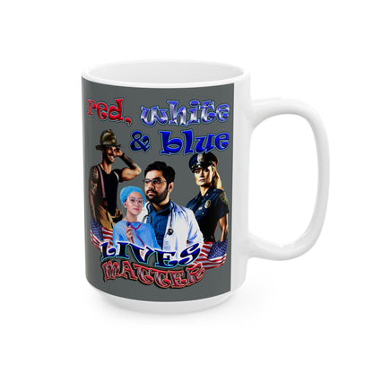 rw&b lives matter - White Mug (dark grey)