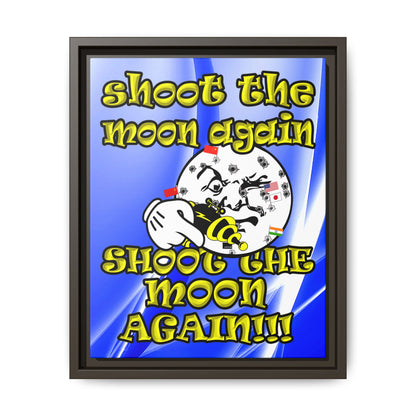 shoot the moon again - framed canvas art (blue-white wave)