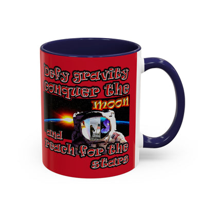 defy conquer reach - Accent Mug (dark red)