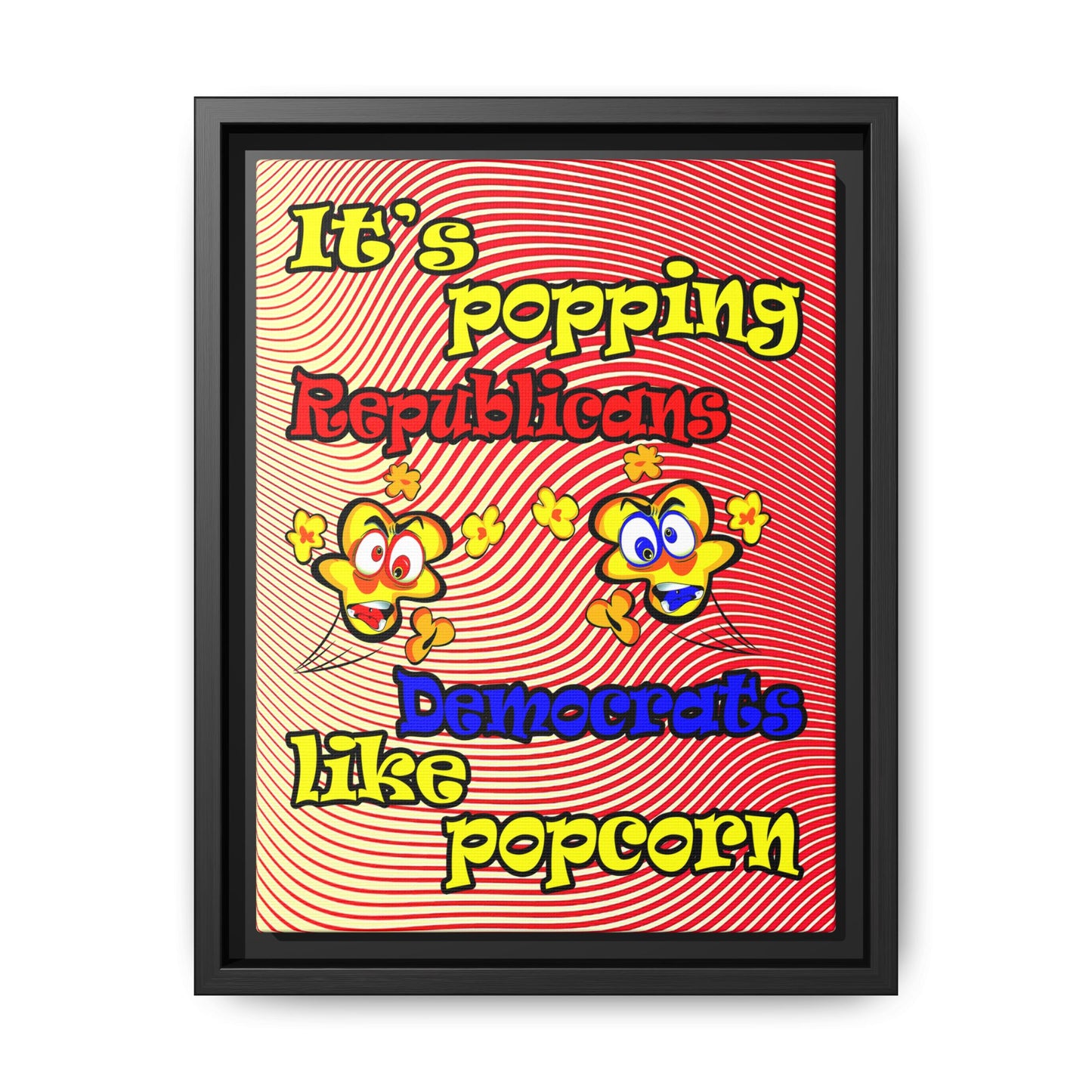 popping like popcorn - framed canvas art (yellow-orange wave)