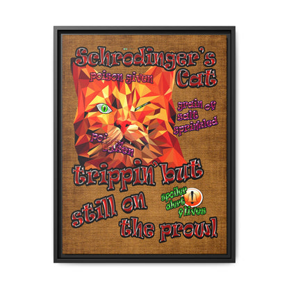 schrodinger's cat - framed canvas art (brown papyrus)