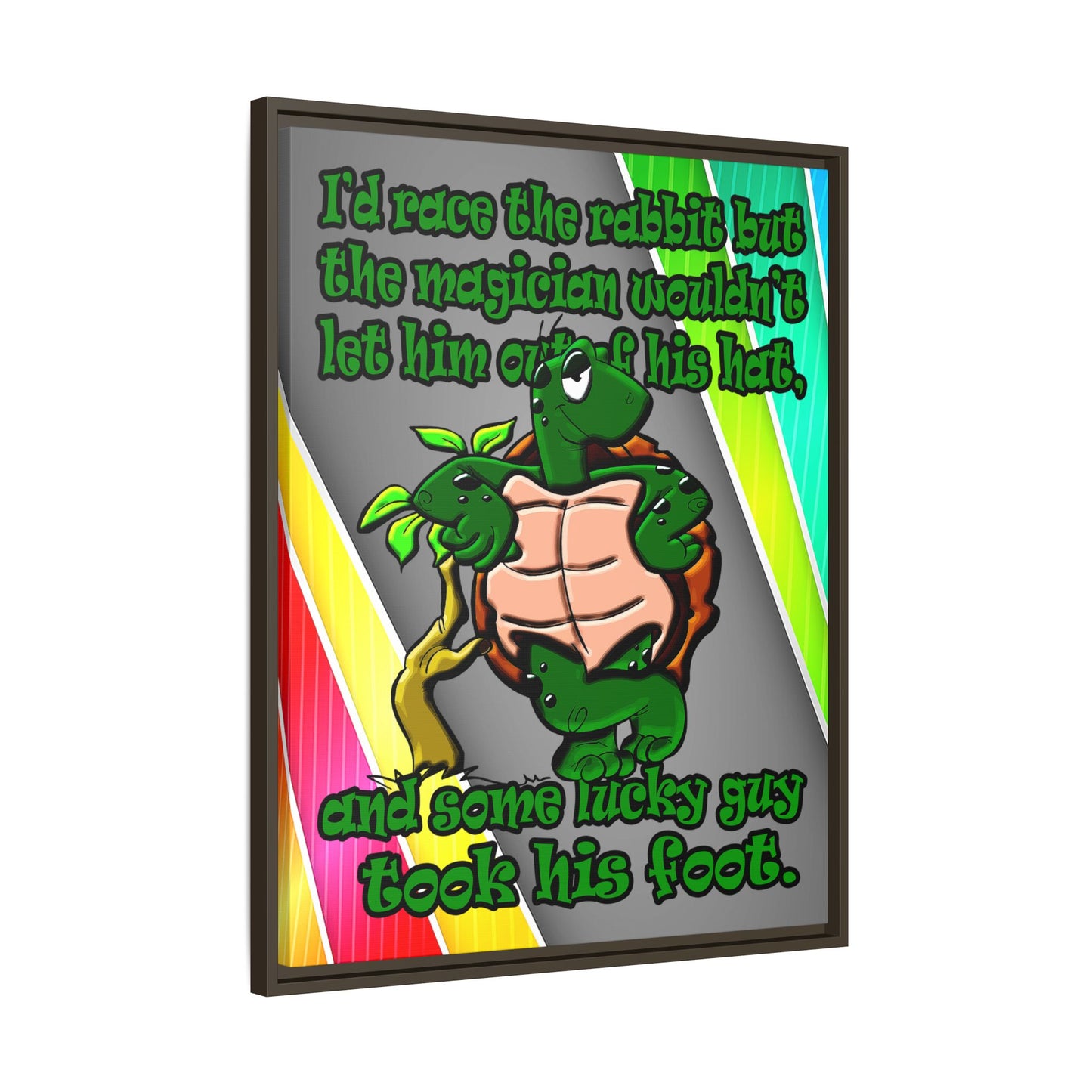 turtle race - framed canvas art (rainbow split)