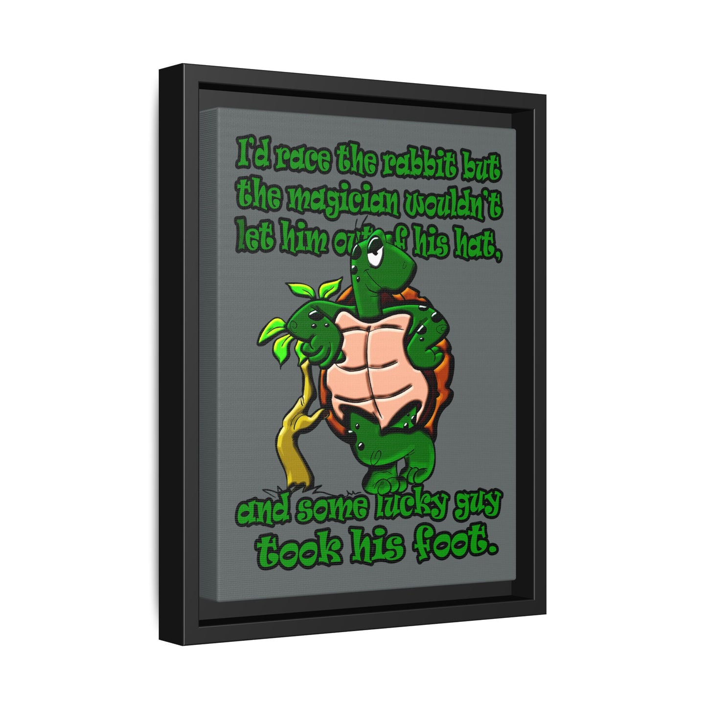 turtle race - framed canvas art (dark grey)
