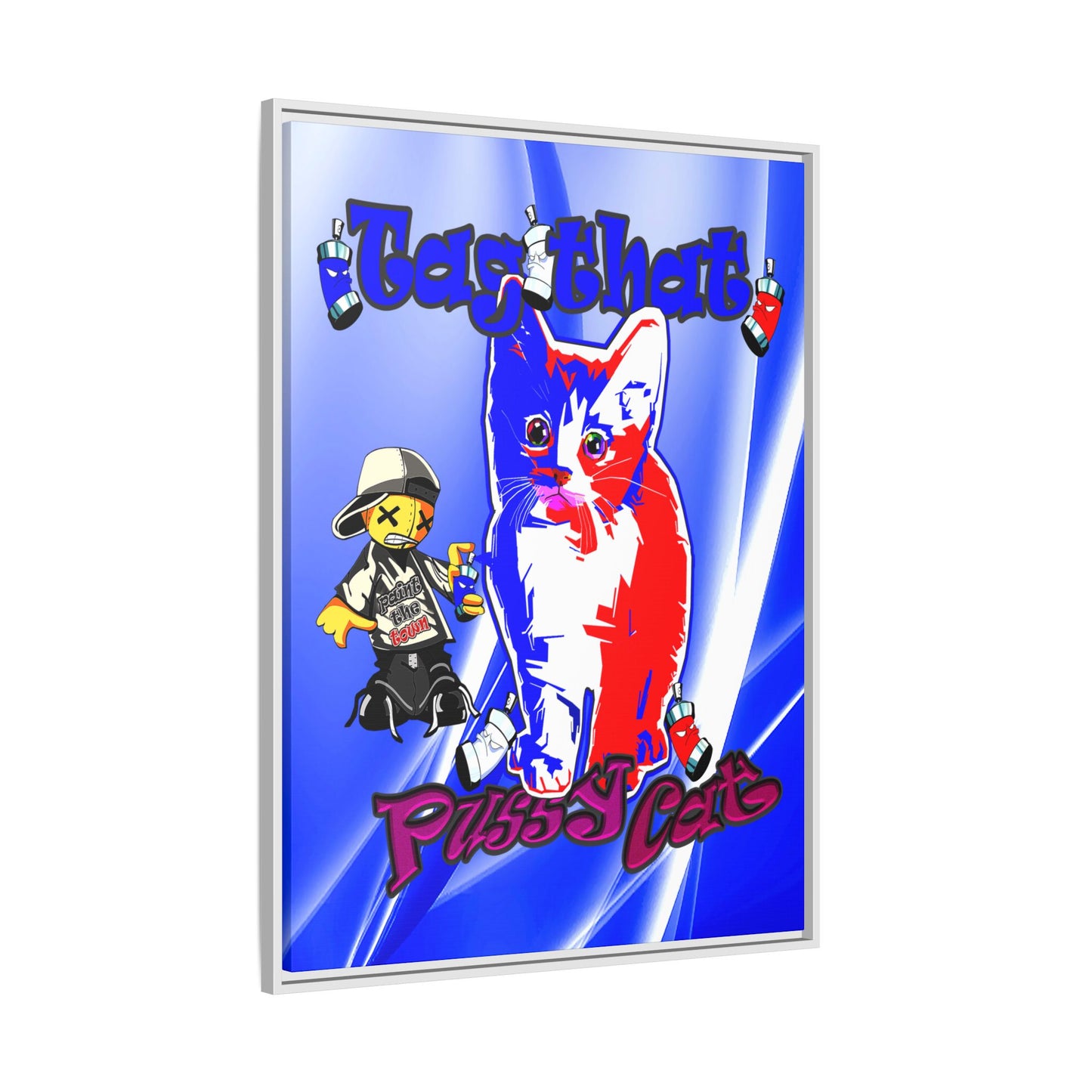 tag that - framed canvas art (blue-white wave)