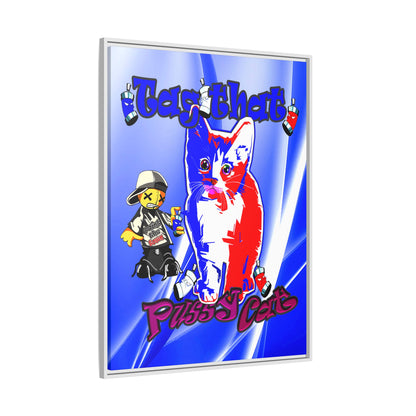 tag that - framed canvas art (blue-white wave)