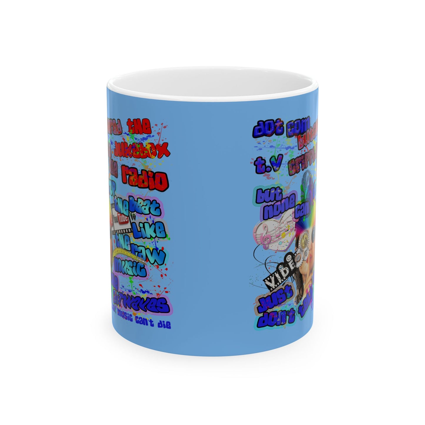 drop the beat - White Mug (light blue)