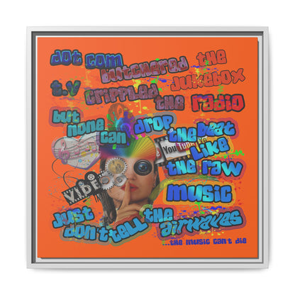 drop the beat - framed canvas art (orange)