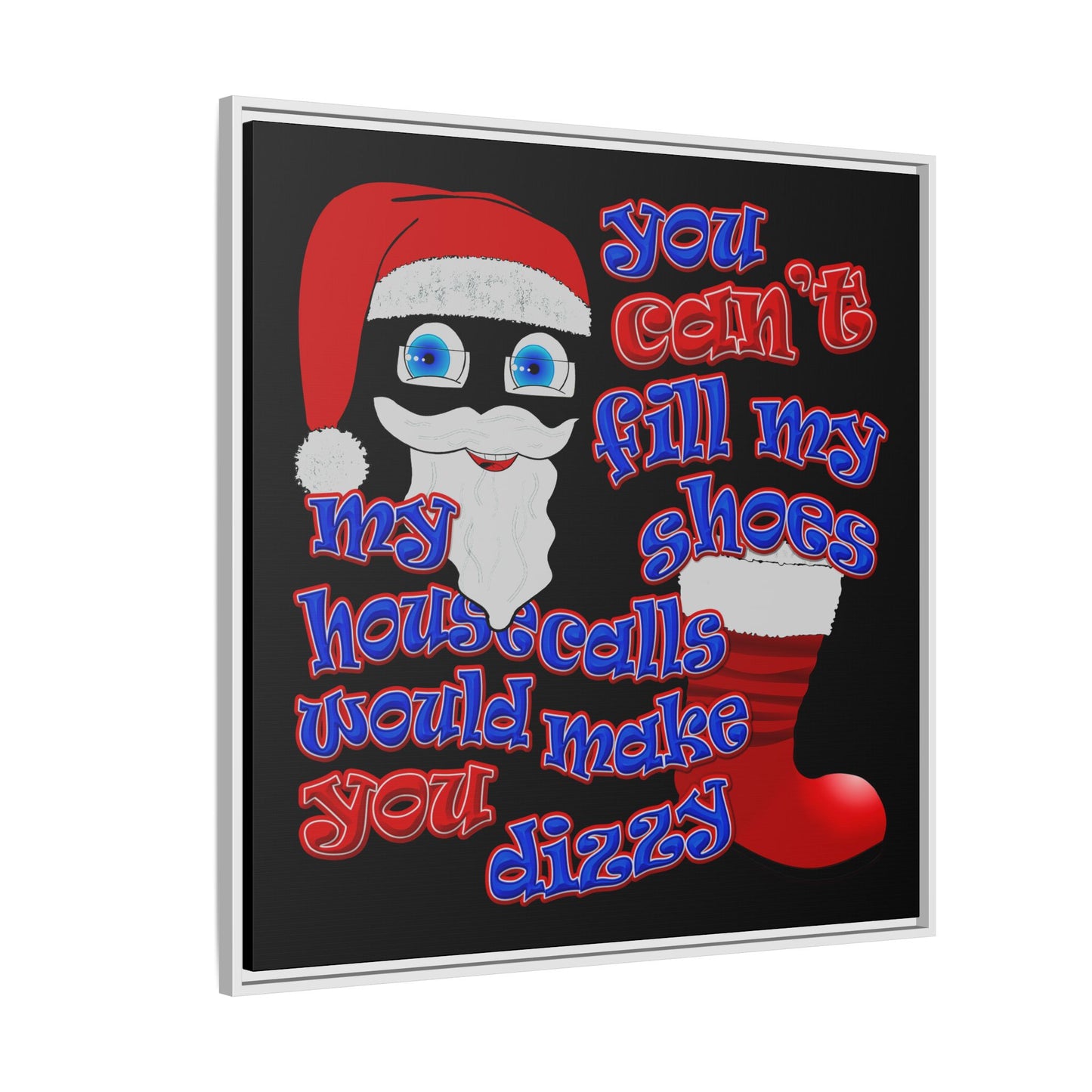 santa's shoes - framed canvas art (black)