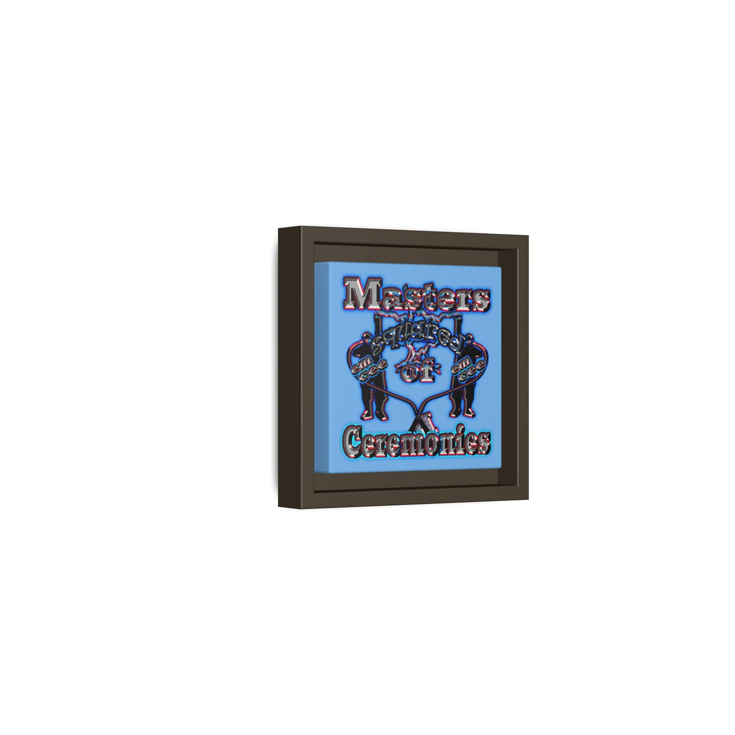 em cee squared - framed canvas art (light blue)