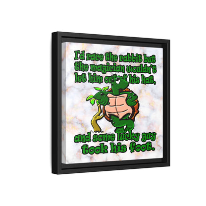 turtle race - framed canvas art (white marble)