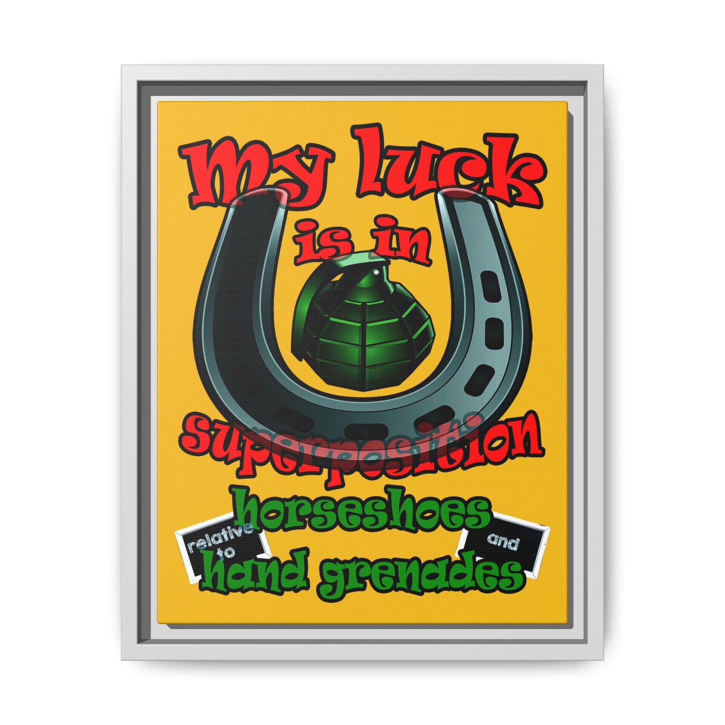 my luck - framed canvas art (yellow)