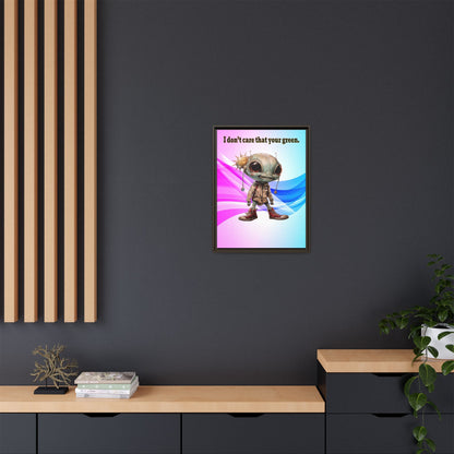 I don't care that your green - framed canvas art (light blue-pink wave)
