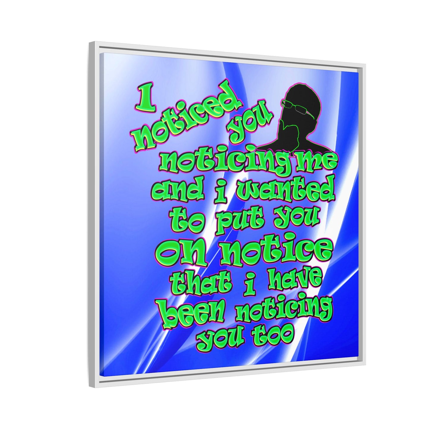 noticed you noticing - framed canvas art (blue-white wave)