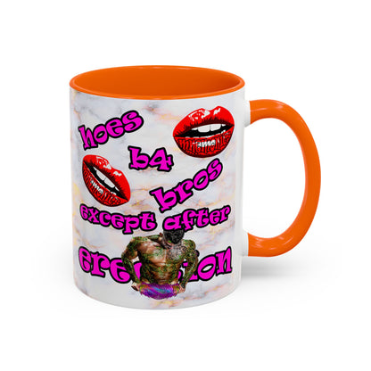 hoes b4 bros - Accent Mug (white marble)