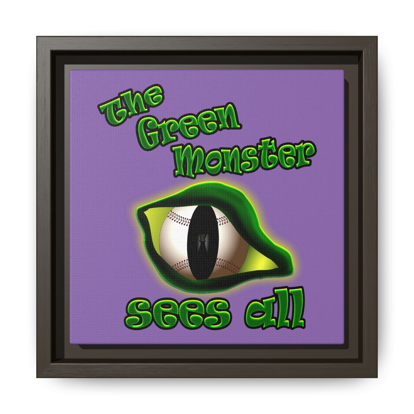 green monster - framed canvas art (light purple)