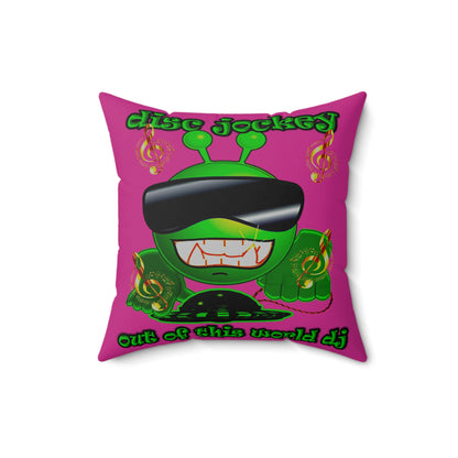 disc jockey - Spun Polyester Square Pillow - (pink)