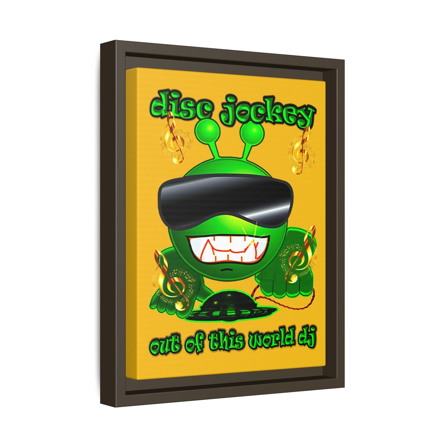 disc jockey - framed canvas art (yellow)