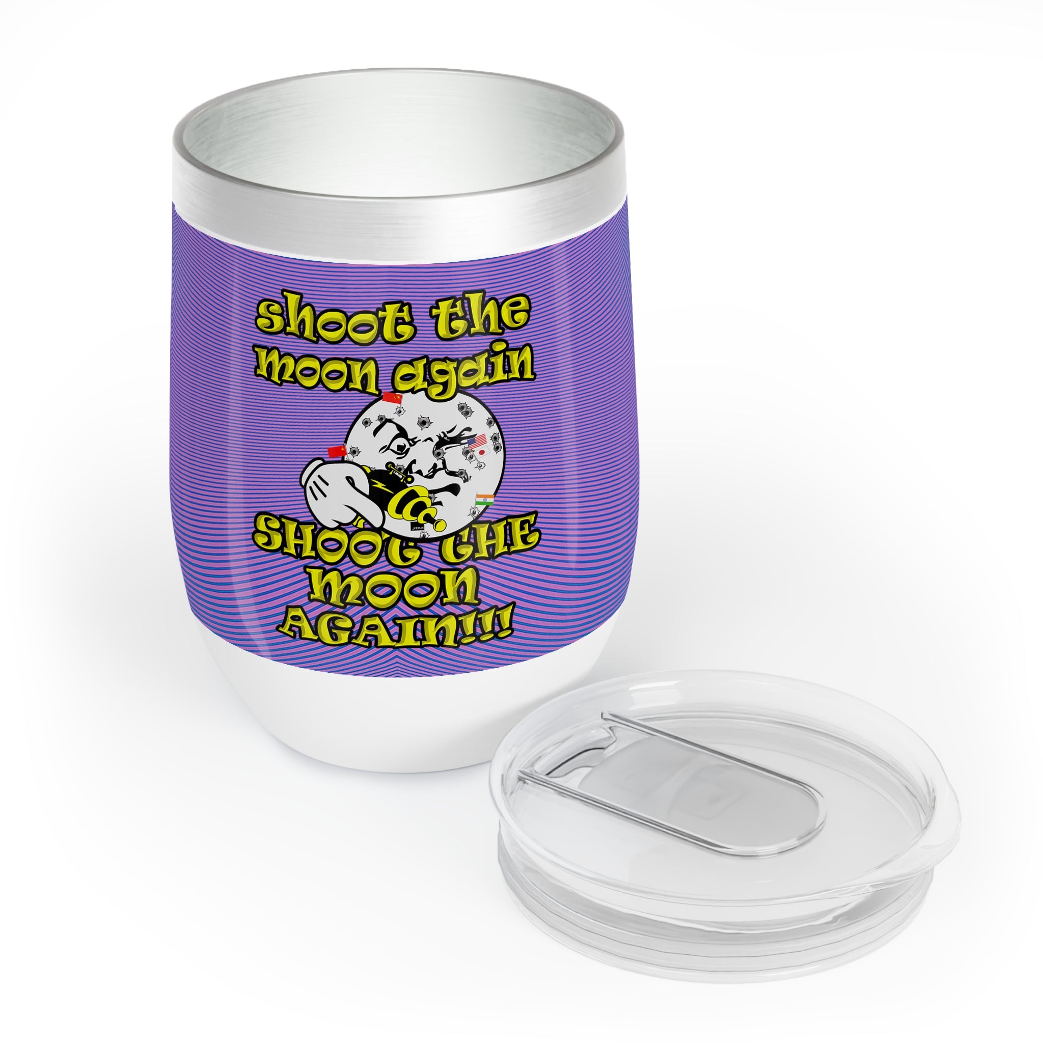 shoot the moon again - Chill Wine Tumbler (light blue-purple wave)