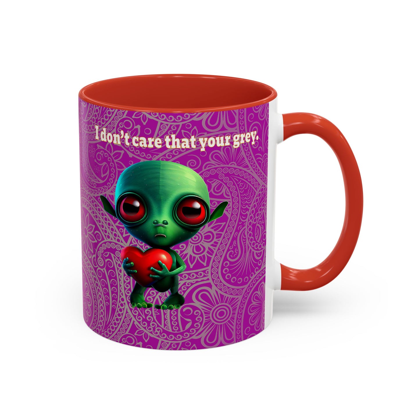 I don't care that your grey - Accent Mug (pink swirl)