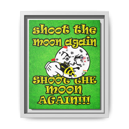 shoot the moon again - framed canvas art (green turf)