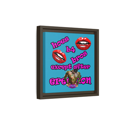 hoes b4 bros - framed canvas art (turquoise)