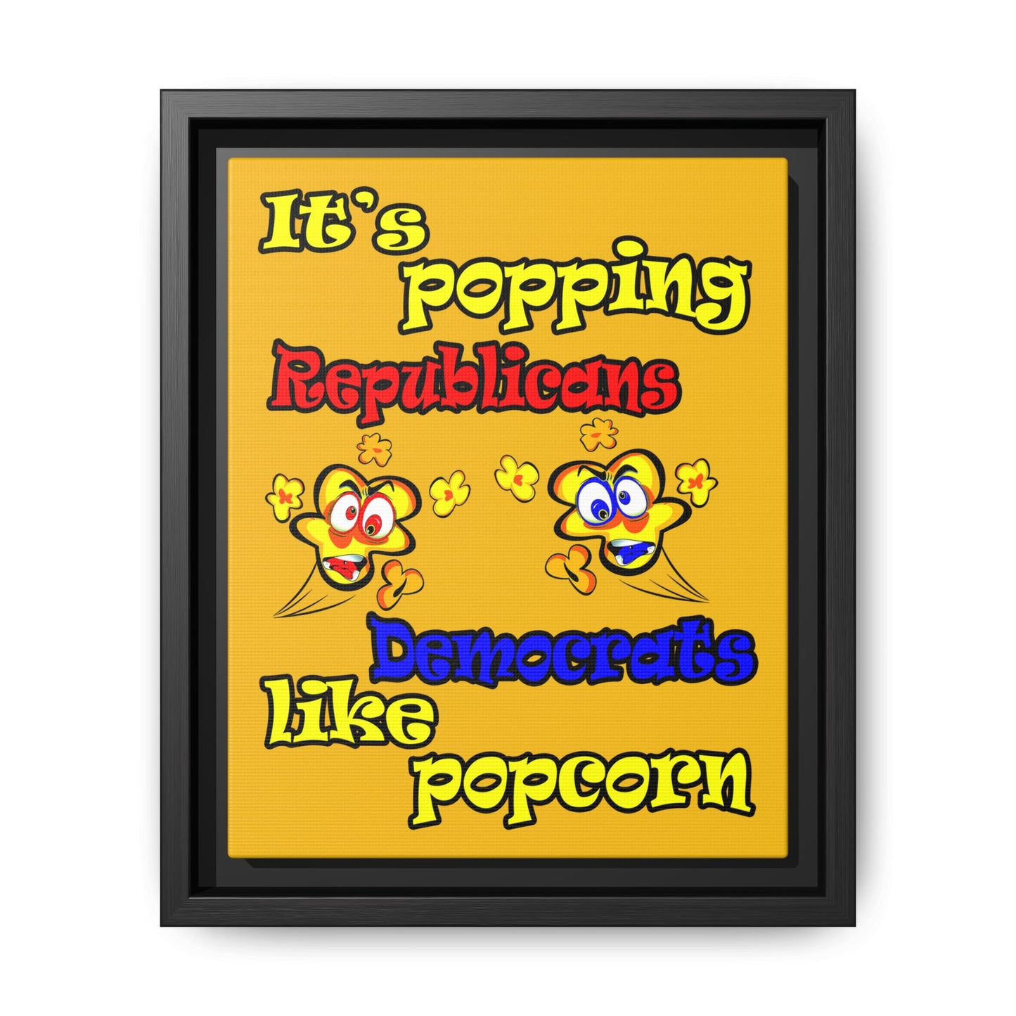 popping like popcorn - framed canvas art (yellow)