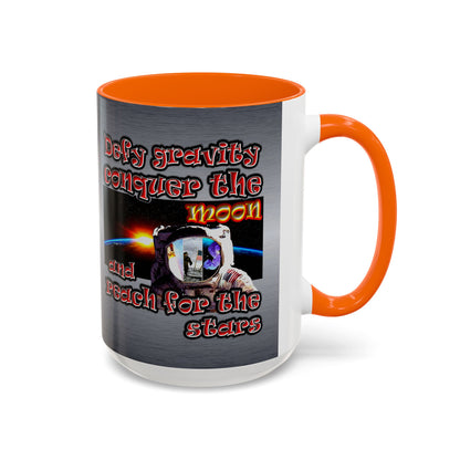 defy conquer reach - Accent Mug (brushed nickel)
