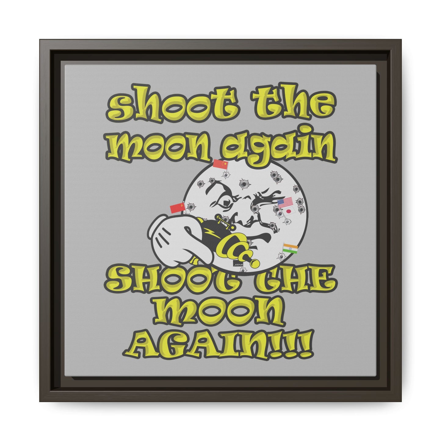 shoot the moon again - framed canvas art (light grey)