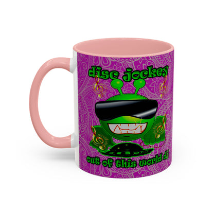 disc jockey - Accent Mug (pink swirl)