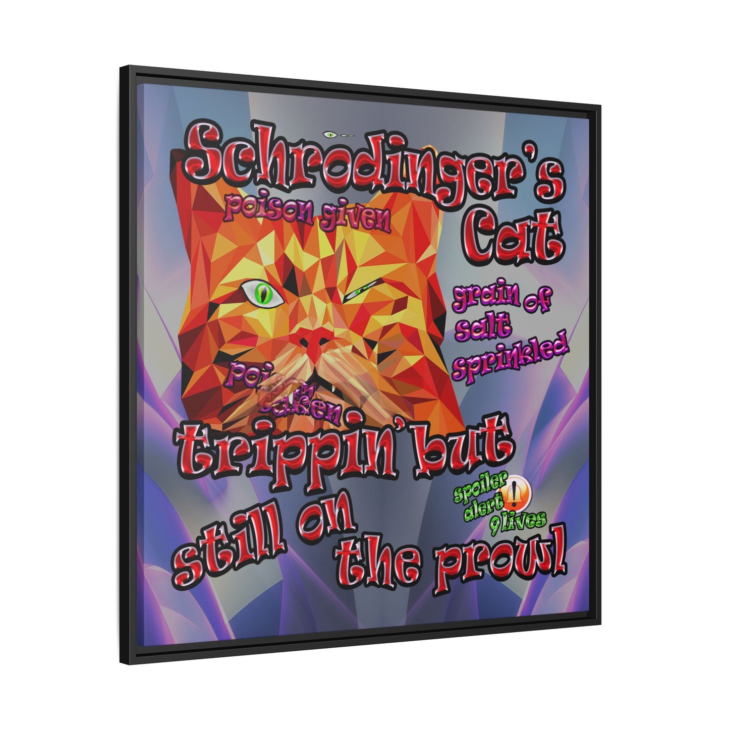 schrodinger's cat - framed canvas art (grey-pink wave)