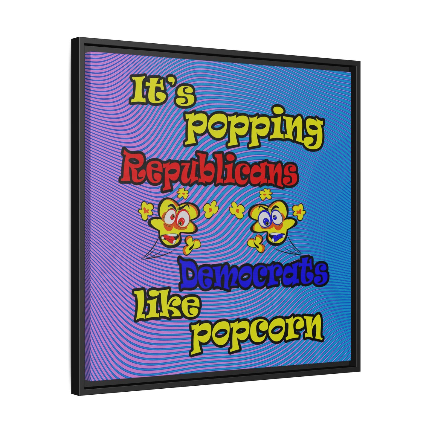 popping like popcorn - framed canvas art (light blue-purple wave)