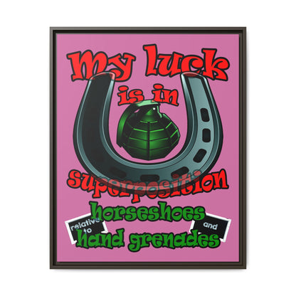 my luck - framed canvas art (light pink)
