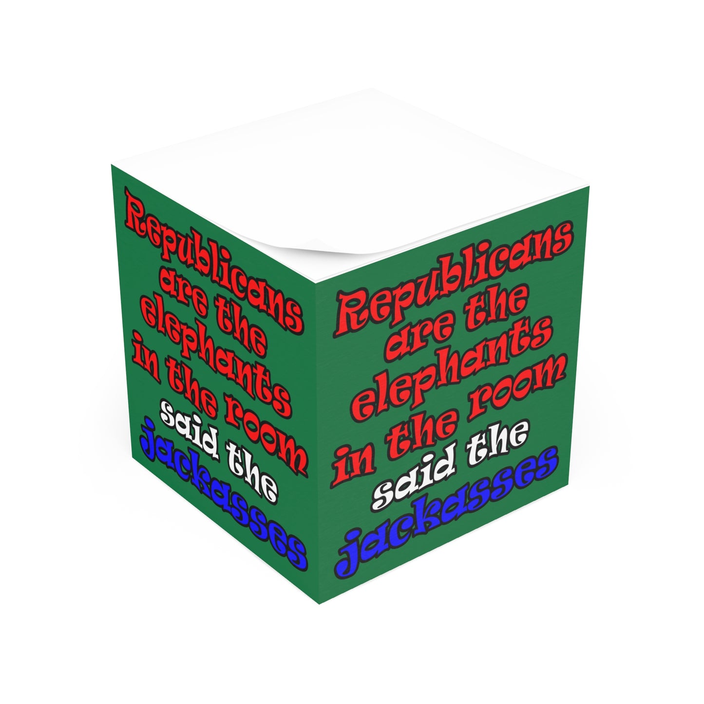 donkeys and elephants - note cube (dark green)