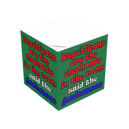 donkeys and elephants - note cube (dark green)