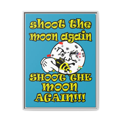 shoot the moon again - framed canvas art (turquoise)