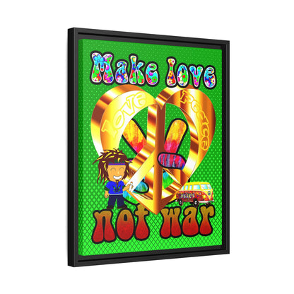 love peace - framed canvas art (logo green)