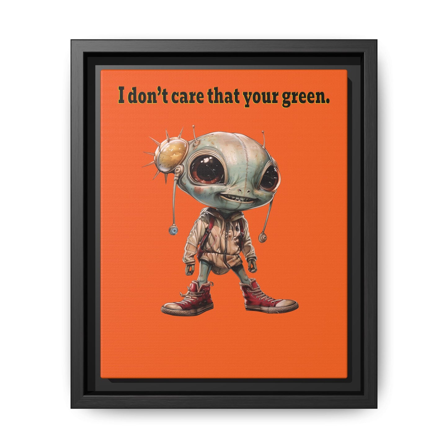 I don't care that your green - framed canvas art (orange)